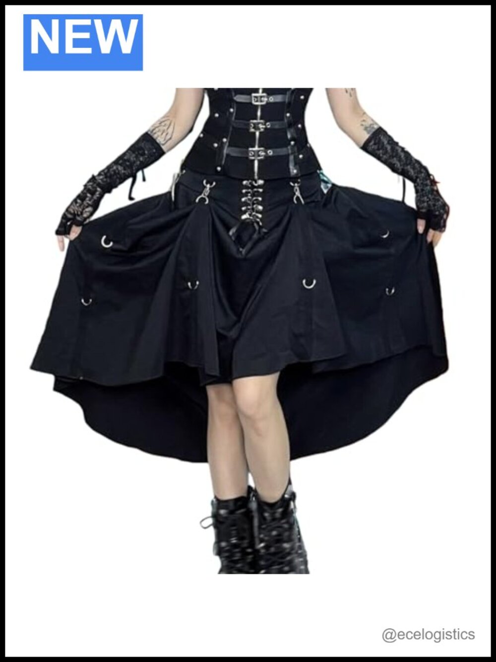 Lace Up Buckle Maxi Skirt Goth Punk Grunge Aesthetic Summer Casual Womens